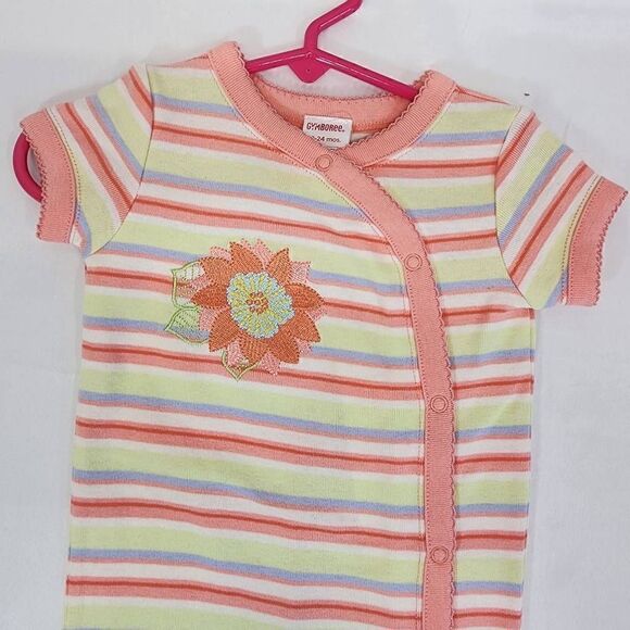 Gymboree Stripe Flower Embroidered Romper Size 18-24 mos NWT - Picture 3 of 4